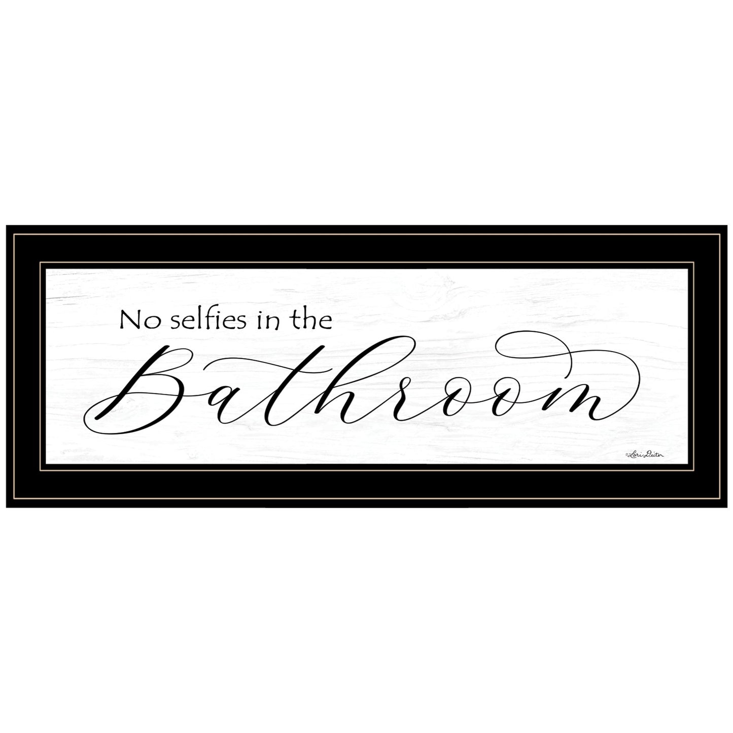 No Selfies in the Bathroom 3 Black Framed Print Bathroom Wall Art-1