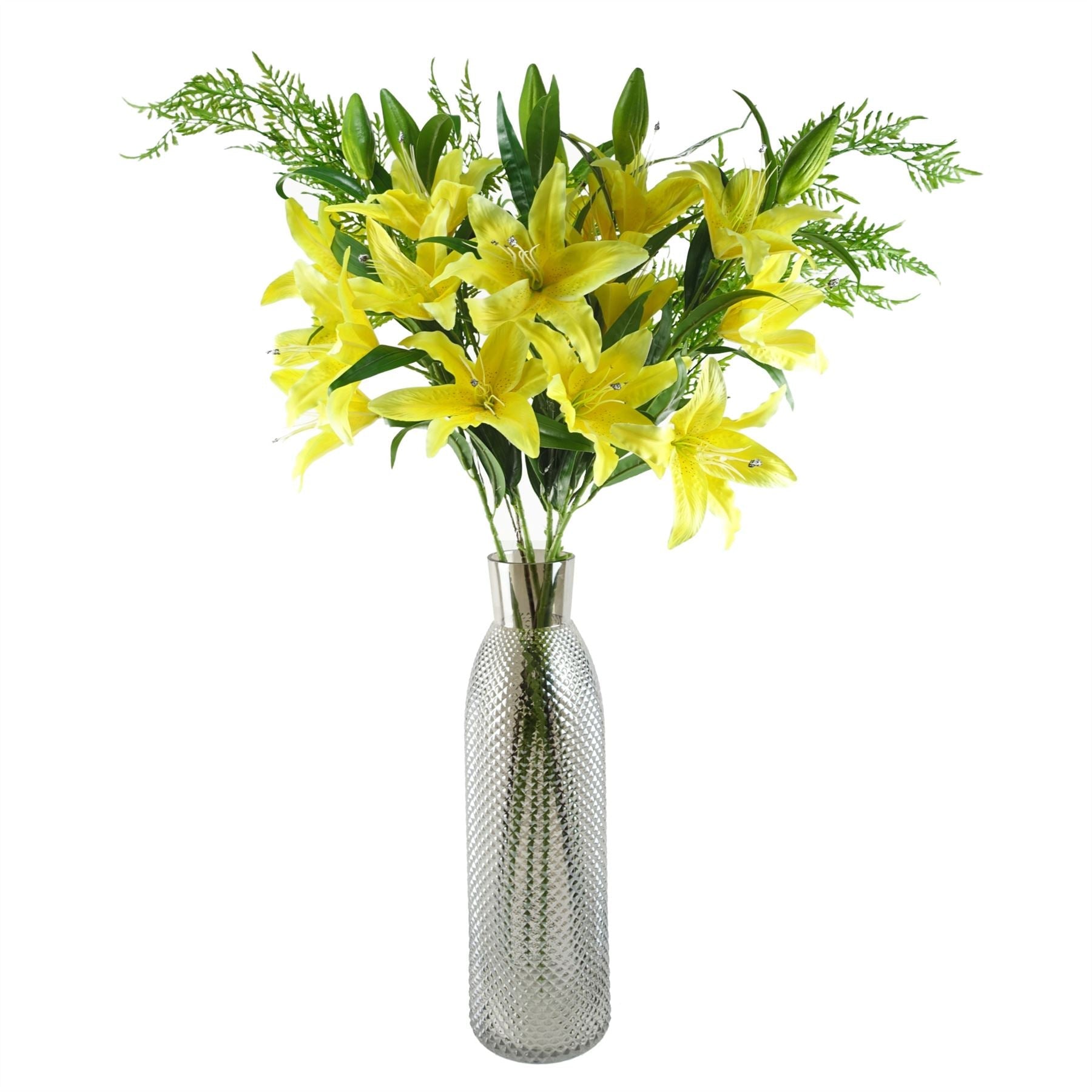 Artificial Flowers Large Yellow Lily Stem - 3 Flowers 100cm-4