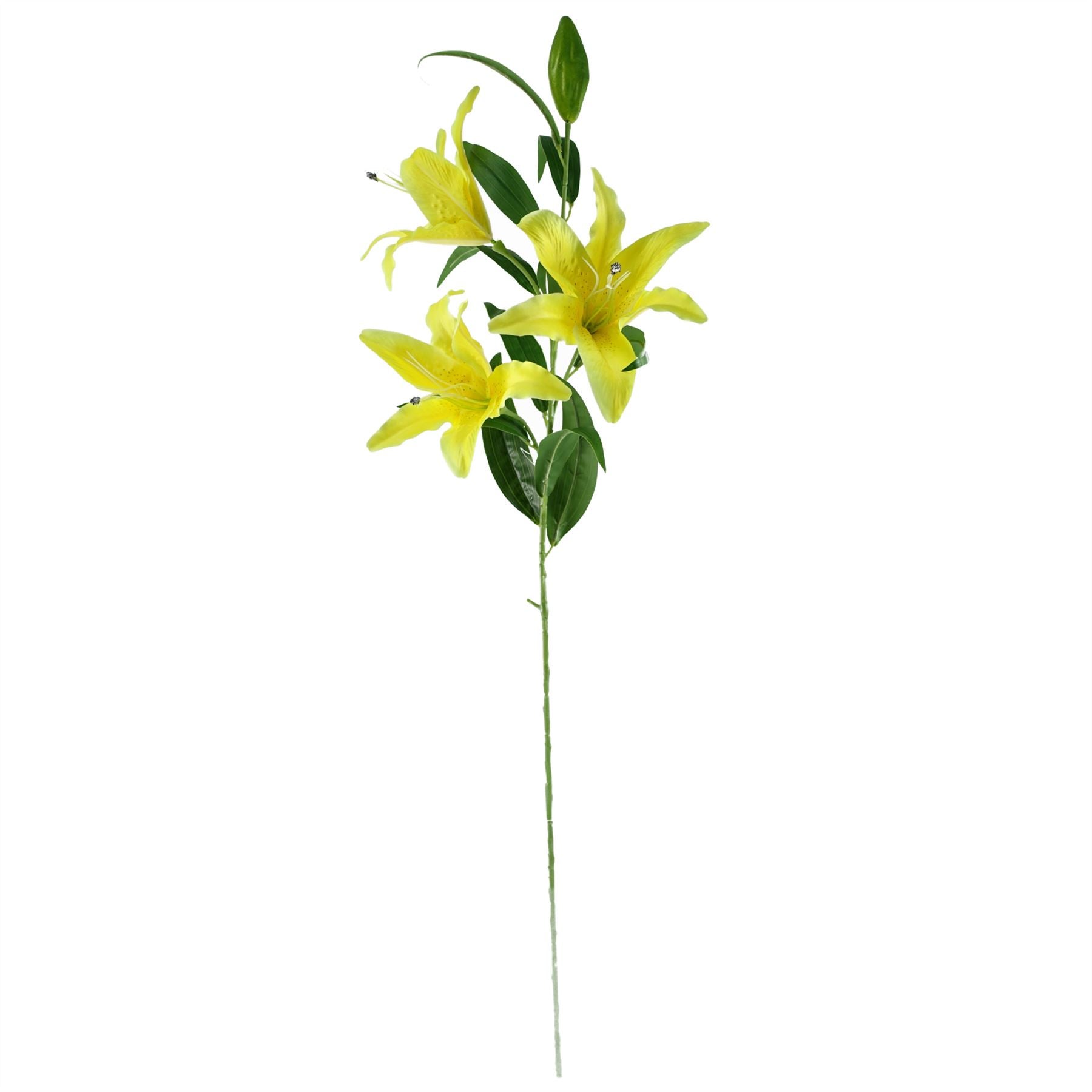 Artificial Flowers Large Yellow Lily Stem - 3 Flowers 100cm-2
