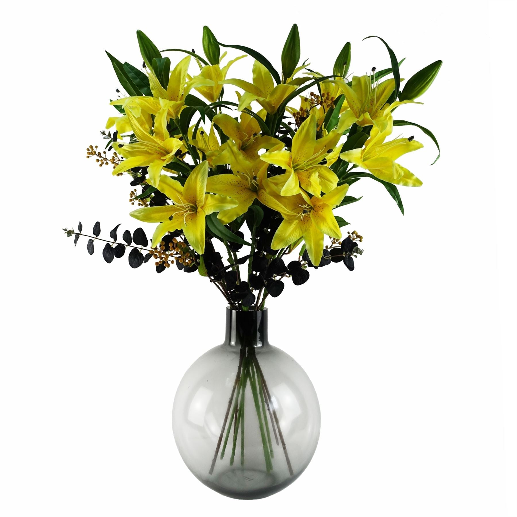 Artificial Flowers Large Yellow Lily Stem - 3 Flowers 100cm-3