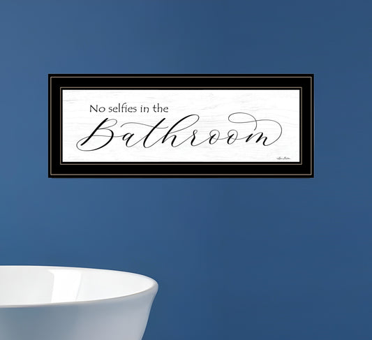 No Selfies in the Bathroom 3 Black Framed Print Bathroom Wall Art-0