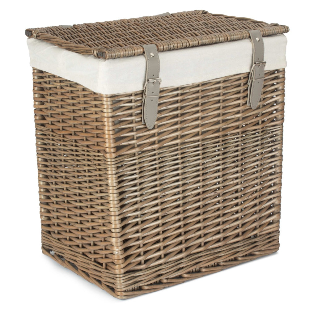 Boutique Antique Wash Wicker Laundry Basket With Lining-1