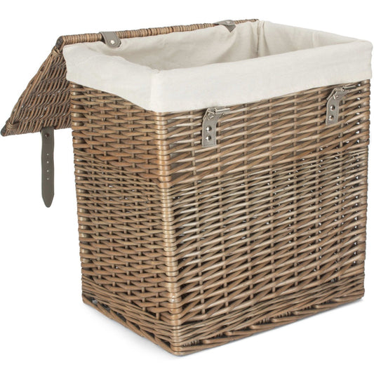 Boutique Antique Wash Wicker Laundry Basket With Lining-0